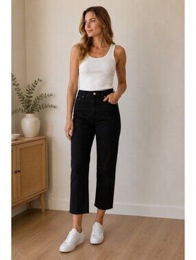 7 For All Mankind Cropped Alexa Trouser Jeans Black Size 23